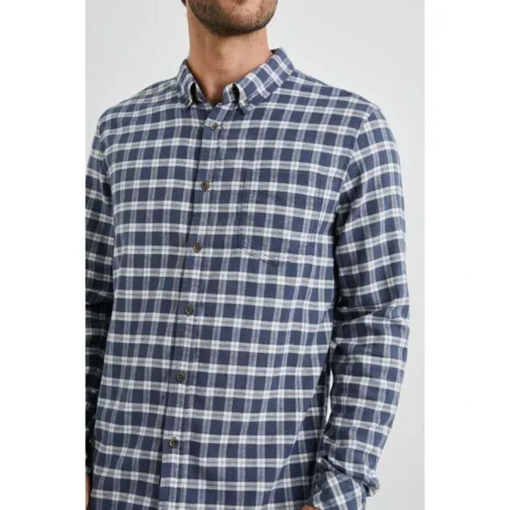 RAILS Mens Shirt XXL Blue Plaid Button Down Check REID Midnight Melange $148